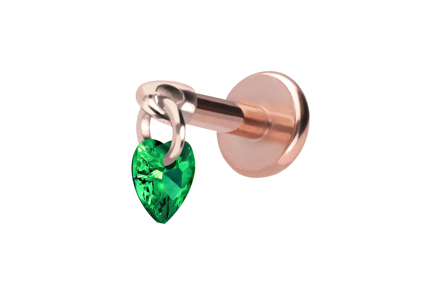 Titan Labret Piercing mit Push Fit KRISTALLHERZ